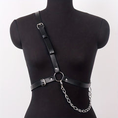 Chain Tassel Harness Belt PU Leather Waistband Body Harness