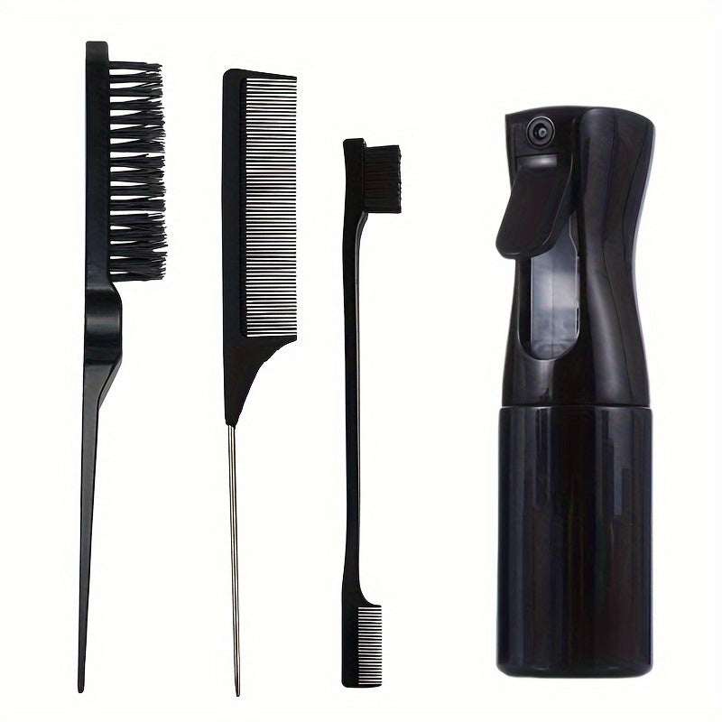 4PCS Hair Styling Set with Mist Spray Bottle Detangling Brush Comb & Edge Brush