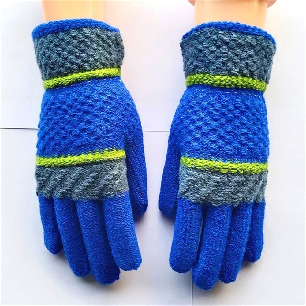 Vintage Warm Wool Gloves Winter Women Print Knitted 1pair