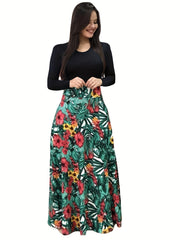 Floral Print Long Sleeve Maxi Dress Women's Clothing