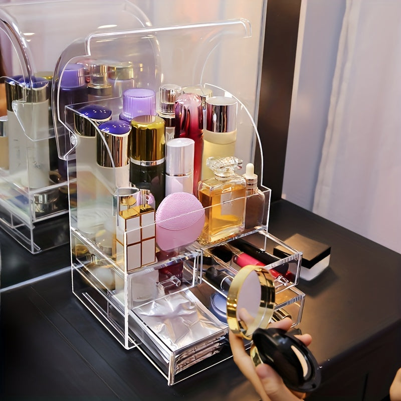 Makeup Organizer with Lid and 3 Drawers