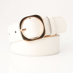 Round Buckle Belt Women Casual Dress Belt Leather Belt Waistbands