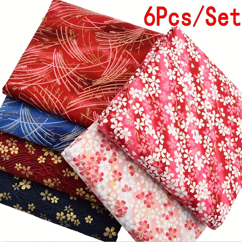 6pcs Hefeng Hot Stamping Printing Fabric Set for Crafting