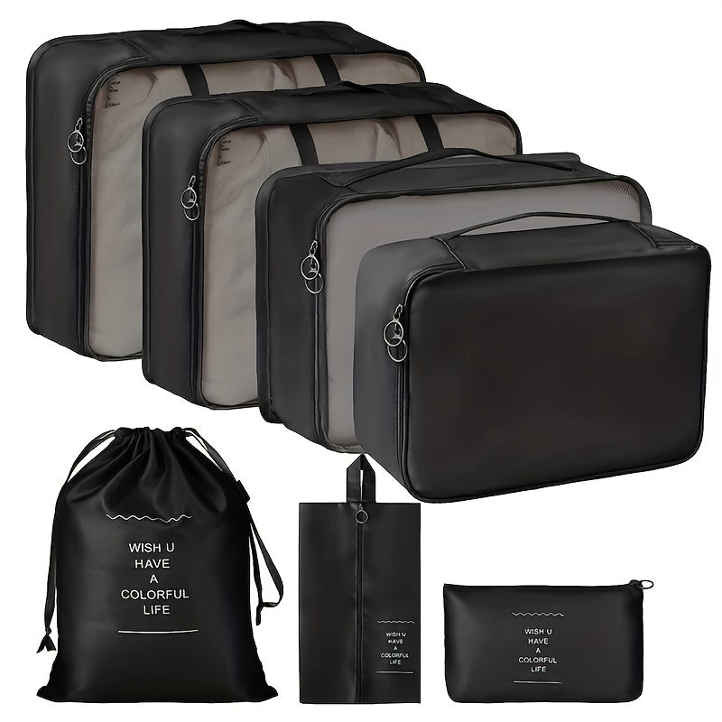 7pcs Travel Packing Bag Set Zipper Underwear Shoes Makeup Storage Container
