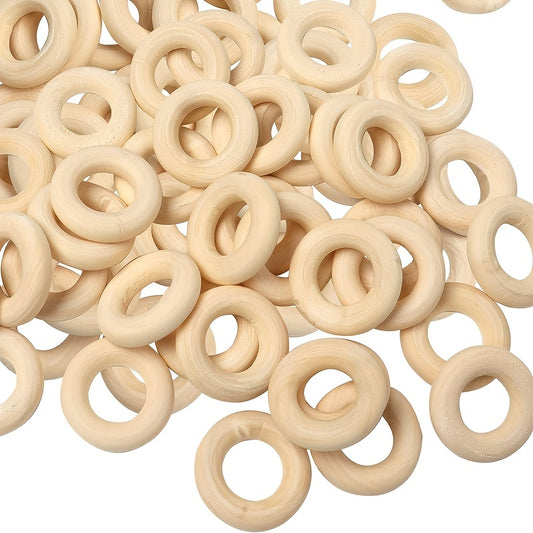 50pcs 20mm Mini Natural Wooden Rings for Macrame Jewelry Making