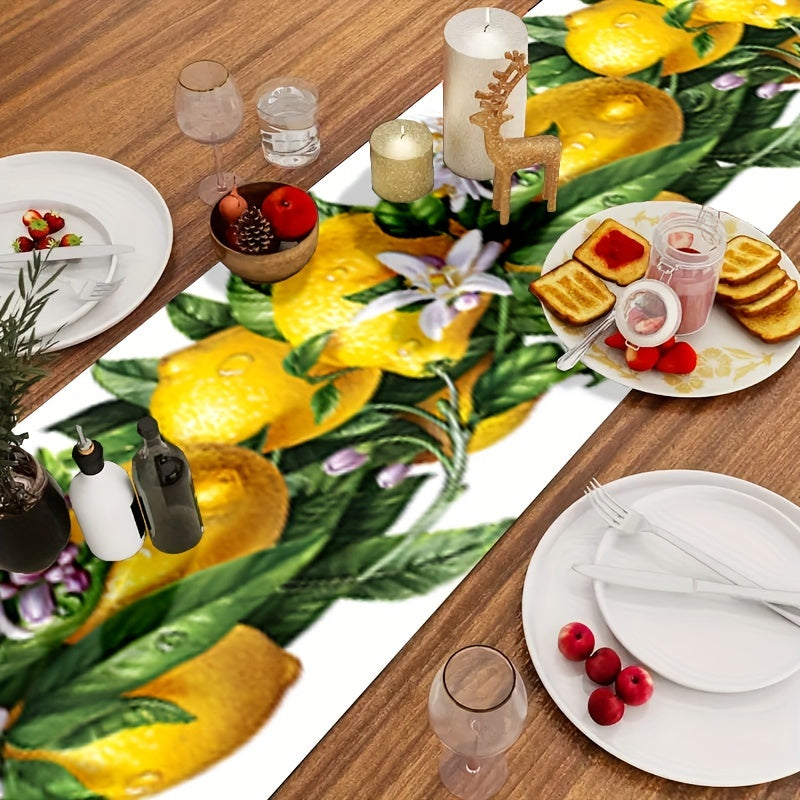 Summer Lemon Pattern Table Runner Farmhouse Linen for Party Wedding