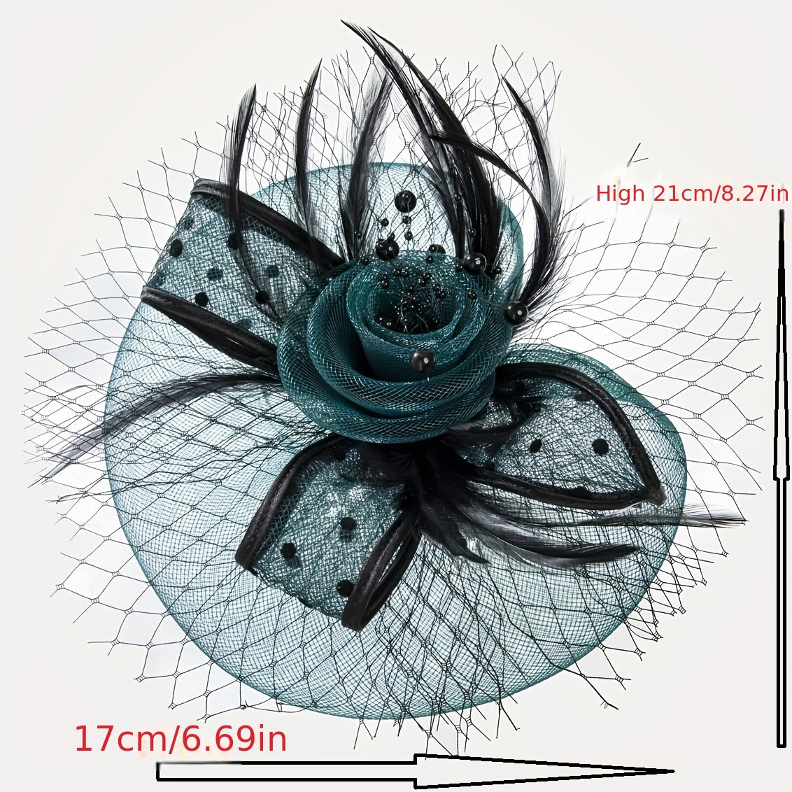 Faux Feather Mesh Veil Fascinator for Tea Party, Birthday Party, Horse Racing