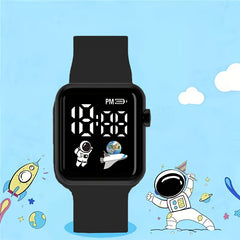 LED Digital Display Sports Watch for Teens Astronaut & Planet Dial Date Calendar