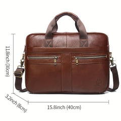 Men's Leather Briefcase Large Capacity Shoulder Bag Computer Handbag