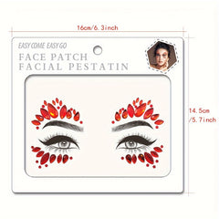 Red Drill Sparkle Face Sticker 1pc Resin Material Daily Glitter