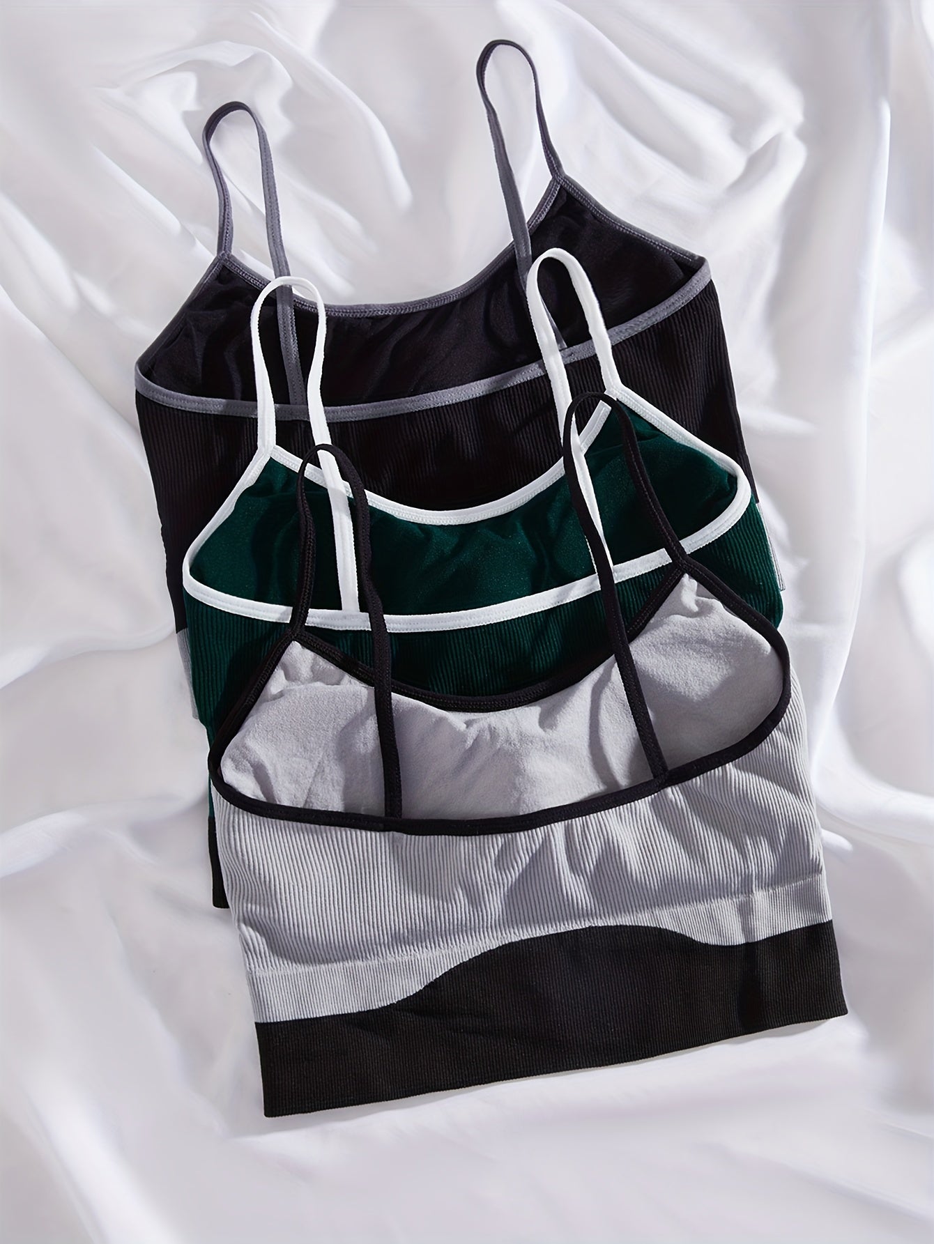 3pcs Letter Print Wireless Bras Stretch Intimates Bra Women's Lingerie