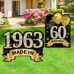 60th Birthday Yard Signs Decorations - Happy 60th Birthday & In 1963 Lawn Sign