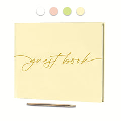 Wedding Guest Book With Pen & Sign Golden Foil Lettering Hardcover Palaroid
