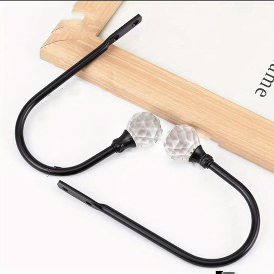 2pcs Crystal Curtain Hooks U Shaped Hooks Wall Mounted Curtain Tieback