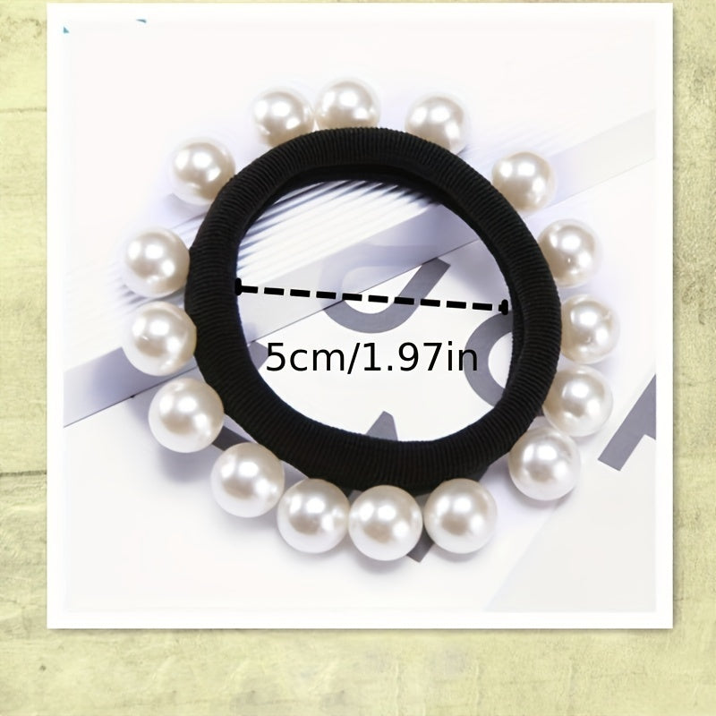 2pcs Pearl Hair Rope Head Accessories