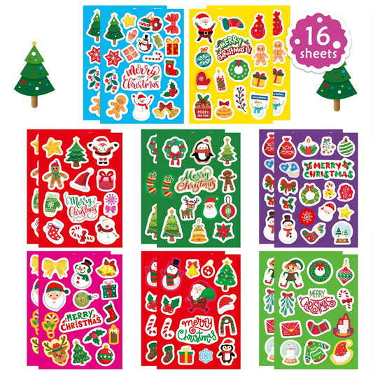 Christmas Sticker Pack Non-Repeating Holiday Designs Self-Adhesive Decals