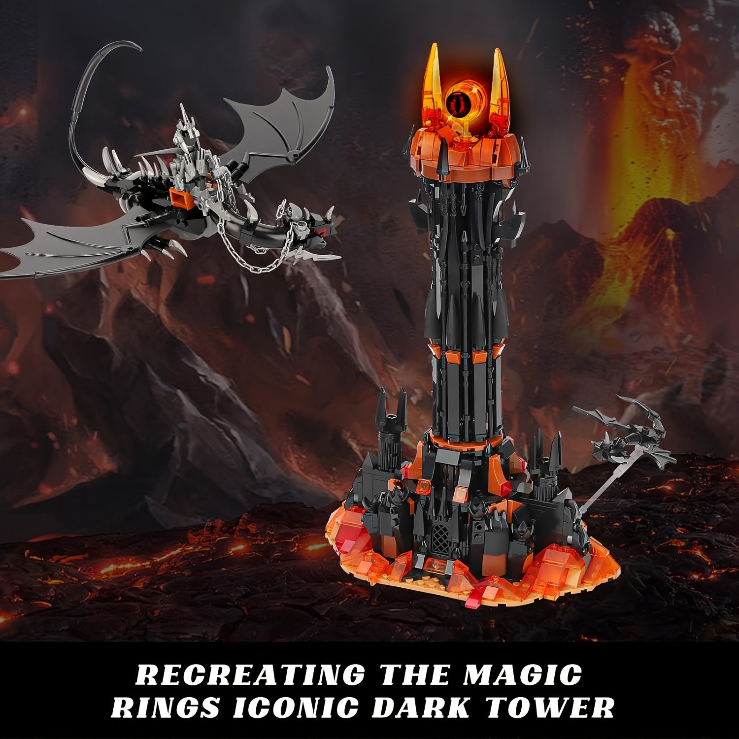 Dark Tower Building Set with Magic Ring and Beast Architecture