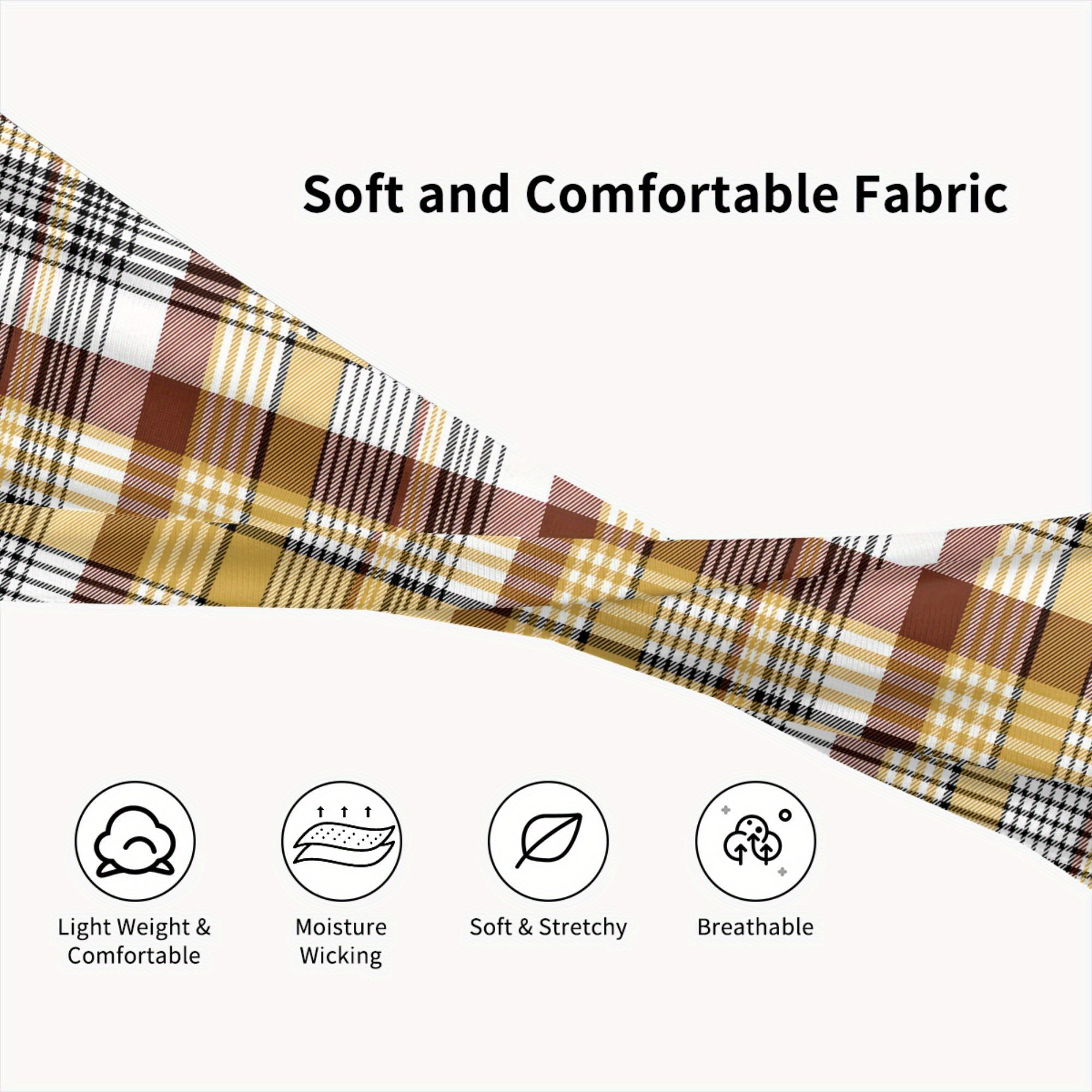 Vintage Plaid Sport Headband Breathable Polyester Spandex Fabric