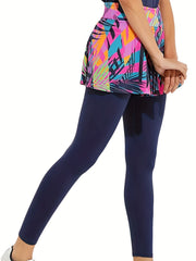 Leaf Graphic Tennis Leggings Skorts With Pockets Quick drying for Fitness