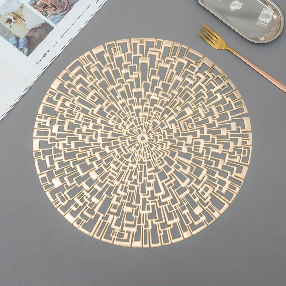 6pcs Hollow Bronzing Placemats Washable Anti-slip Table Mats