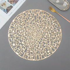 6pcs Hollow Bronzing Placemats Washable Anti-slip Table Mats