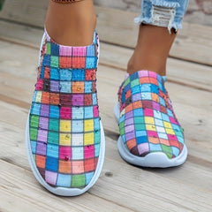 Rhinestone Decor Woven Slip-On Sneakers - Lightweight & Comfortable