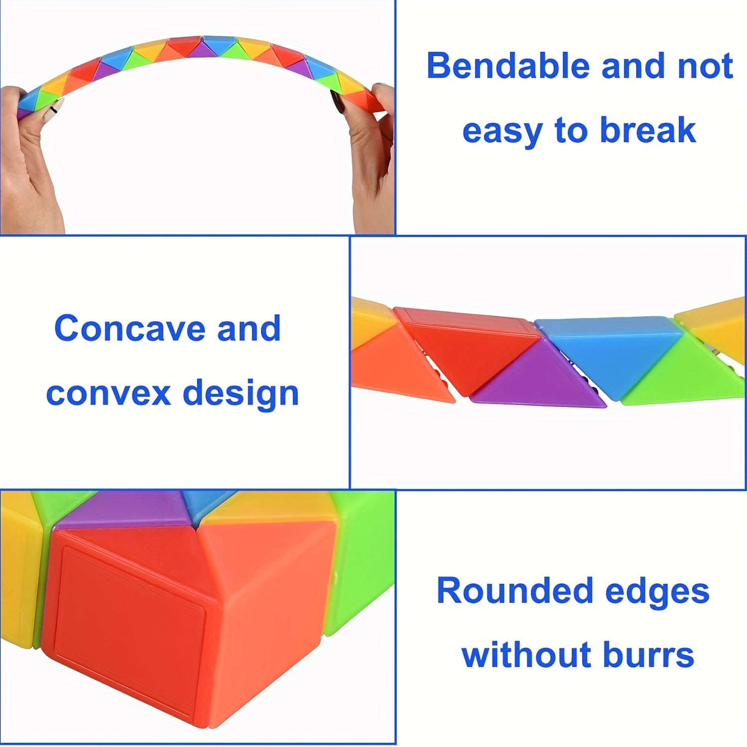 6pc Mini Rainbow Fidget Snake Cube Puzzle Toys for Youngsters Ages 3