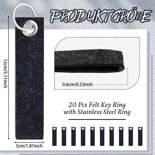 20pcs Felt Keychains With Stainless Steel Ring DIY Decorative Crafts Keychain