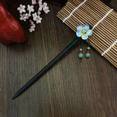 Flower Wooden Hair Pin Retro Hair Stick Resin Hair Bun Maker Non Slip Hair Decor