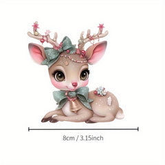 Christmas Heat Transfer Prints Set - Reindeer, Trees, Fairy Lights