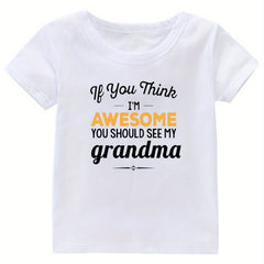 Grandma Print Girl's Cotton T shirt for Summer