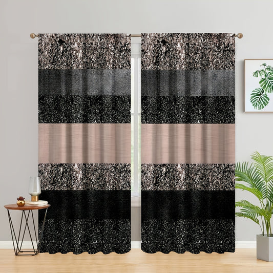 2pcs Bright Printed Curtains Rod Pocket Top Window Drapes