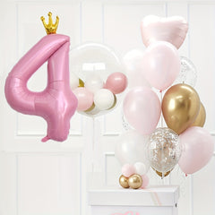 24pcs Crown Number Latex Balloon Set Birthday Party Decor Supplies