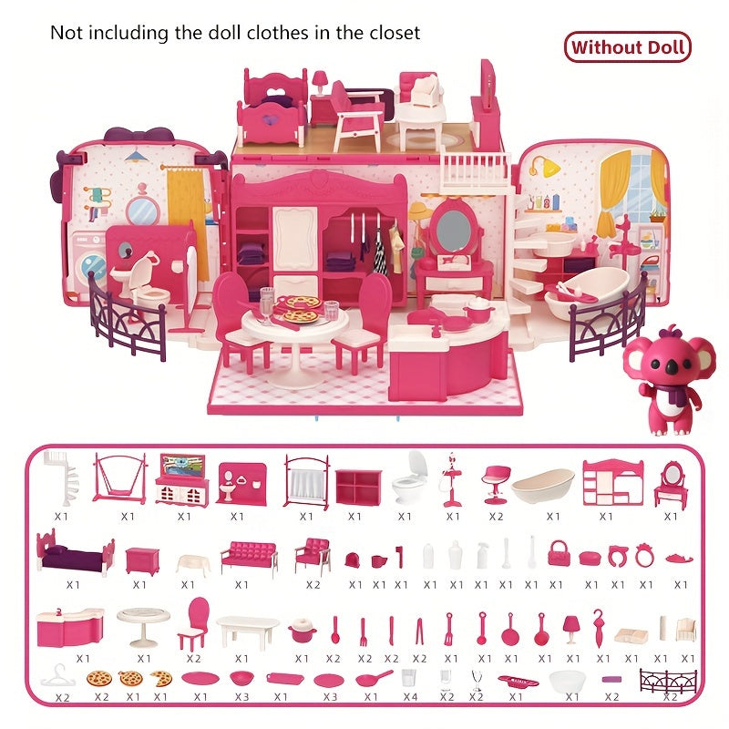 Portable Camping Car Toy Set Bus Toy Including Kitchen Bedroom Bathroom