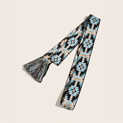 Boho Jacquard Vintage Sash Belt Classic Tassel Waistband Dress Girdle