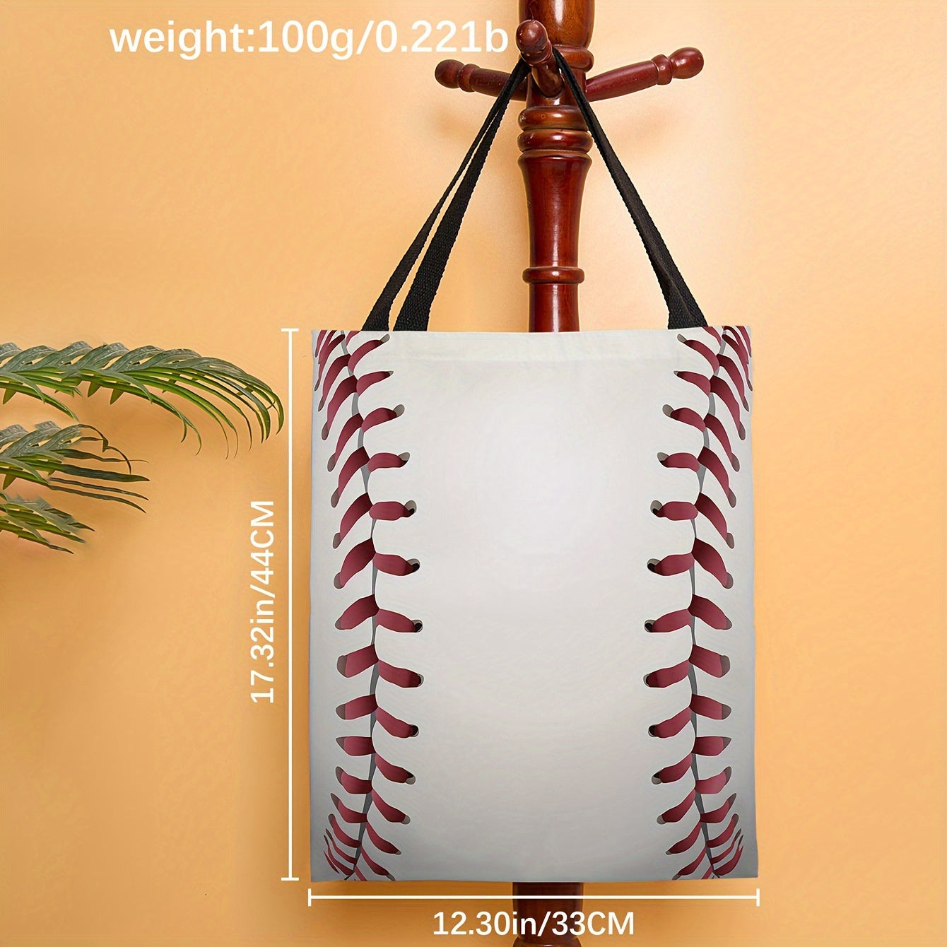 Baseball Pattern Print Canvas Bag Lightweight Shoulder Bag For Bowl