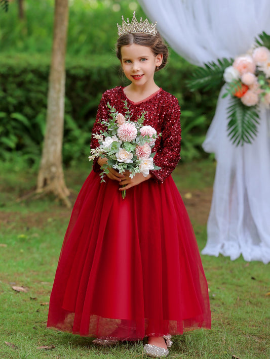 Christmas Girls Party Solid Dress