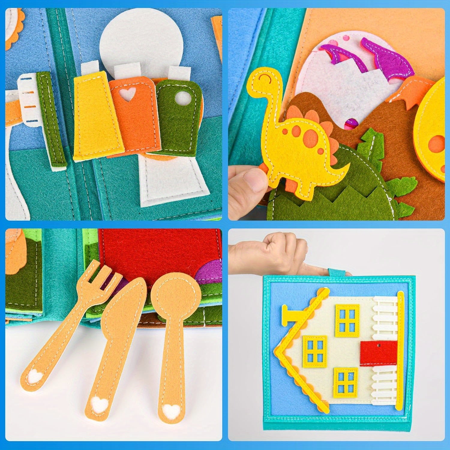 Kids Busy Board Toy Set Felt Educational House