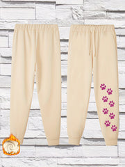 Women's Plus Dog Paw Graphic Fleece Joggers