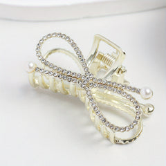 Rhinestone Hair Claw with Faux Pearl Large Shark Claw Jewelry for Women
