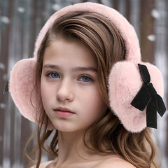 Men's Heart Shaped Ear Warmers with Bow Boho Style Winter Accessory