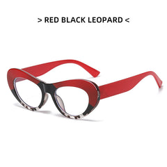 Women's Oval Spectacles Lens Leopard Print Frame Light Blocking Glasses