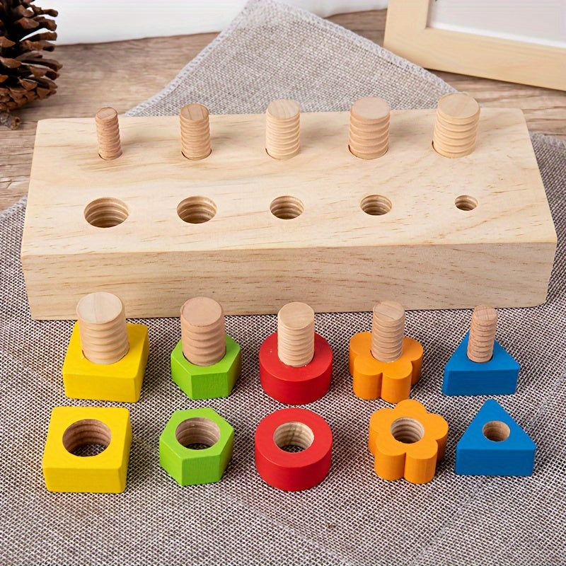 Wooden Screw Pairing Toy Shape Recognition Game Interactive Playset