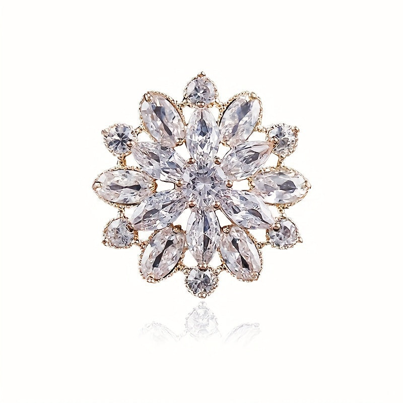 Zircon Snowflake Brooch for Prom, Elegant Men's Gift for Women
