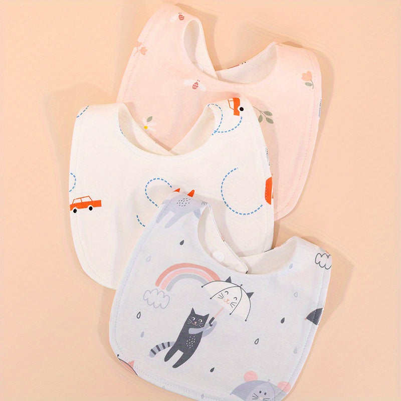 3pcs Baby Feeding Drool Bibs Infant Cotton Soft Burp Cloths For Newborn