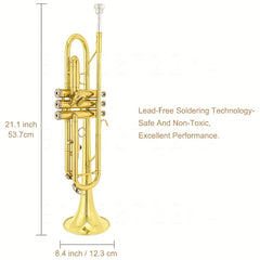 KALUOLIN TR8335 Professional B flat Trumpet Brass Lacquered Instrument