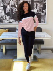 Women's Sporty 2-Piece Set Crew Neck Sweatshirt & Sweatpants