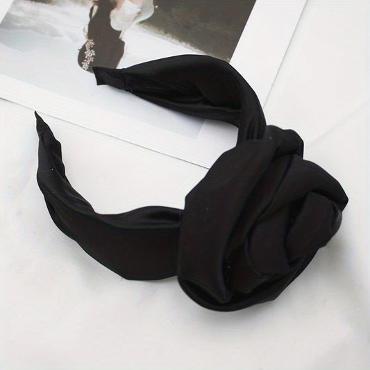 Wide Flower Headband Rose Hair Band Satin Hoop Sweet Accessories