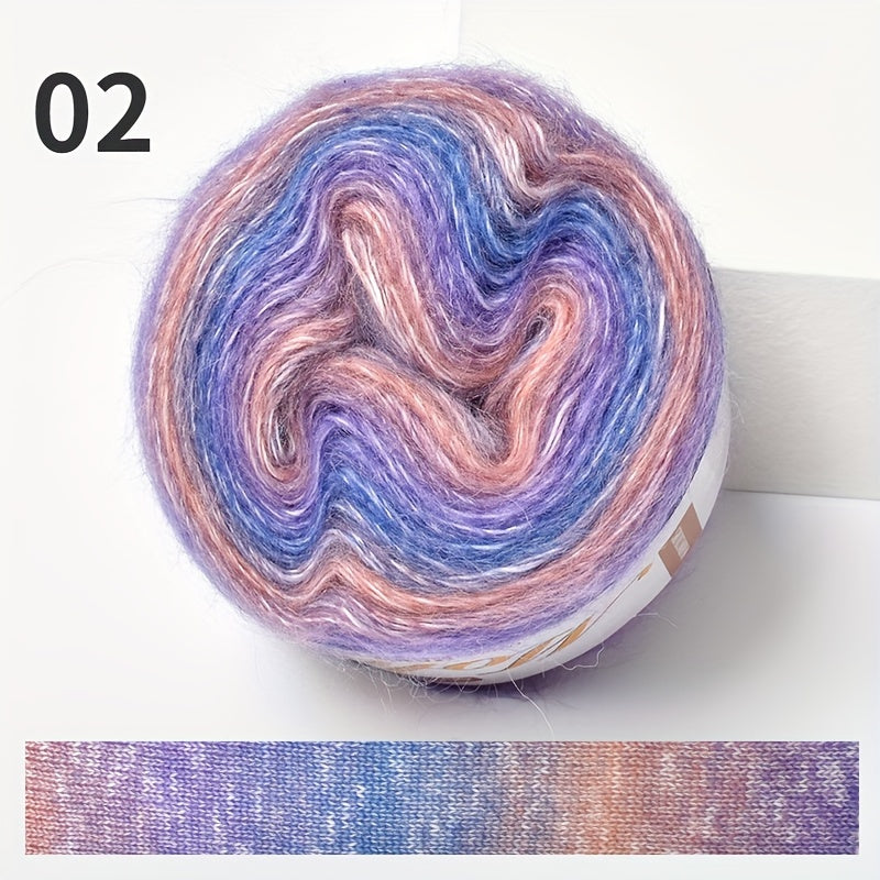 2pcs Gradient Mohair Long Dyed Fine Thread For Crocheting Sweater