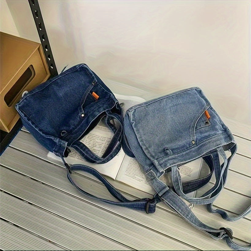 Portable Denim Square Bag for Traveling